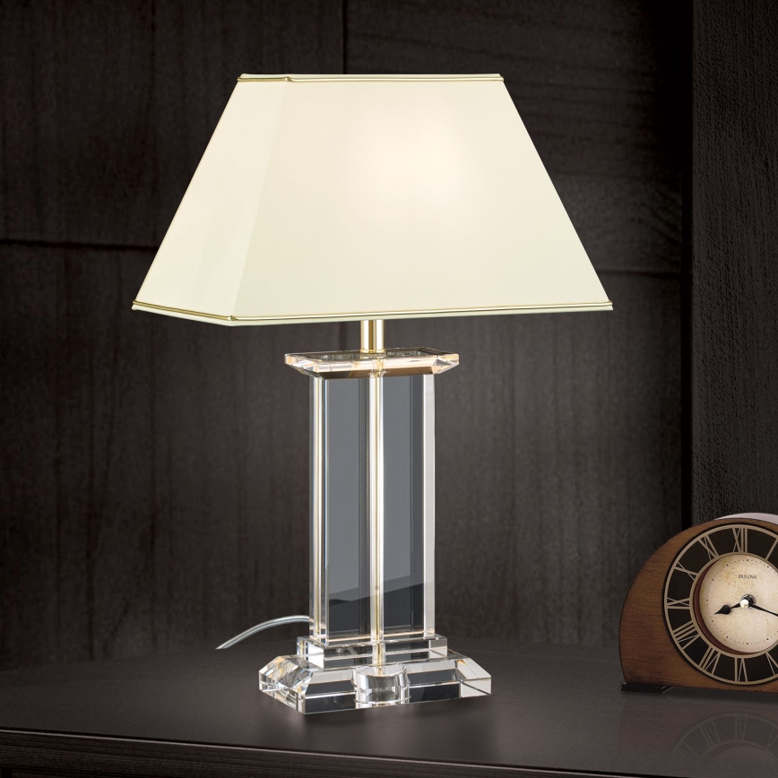 Lampada da tavolo di cristallo VERONIQUE 1xE27/60W/230V color crema/limpido