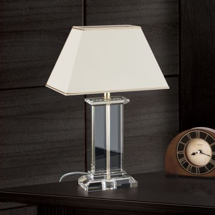 Lampada da tavolo di cristallo VERONIQUE 1xE27/60W/230V color crema/limpido