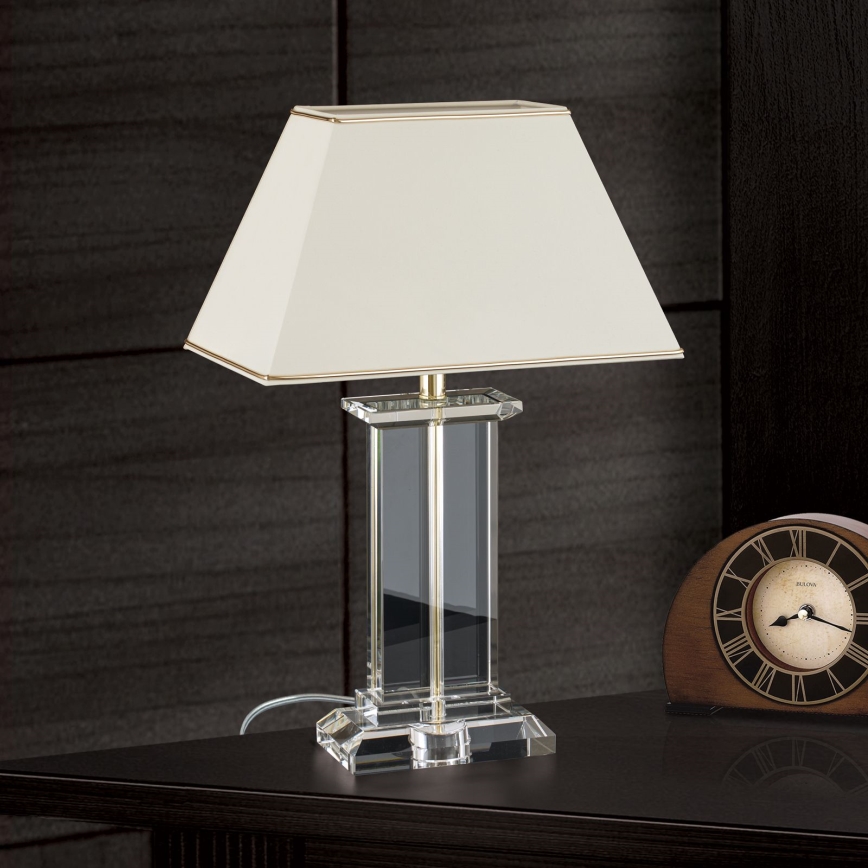 Lampada da tavolo di cristallo VERONIQUE 1xE27/60W/230V color crema/limpido