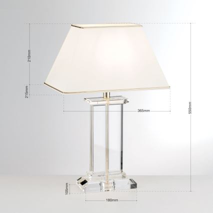 Lampada da tavolo di cristallo VERONIQUE 1xE27/60W/230V color crema/limpido