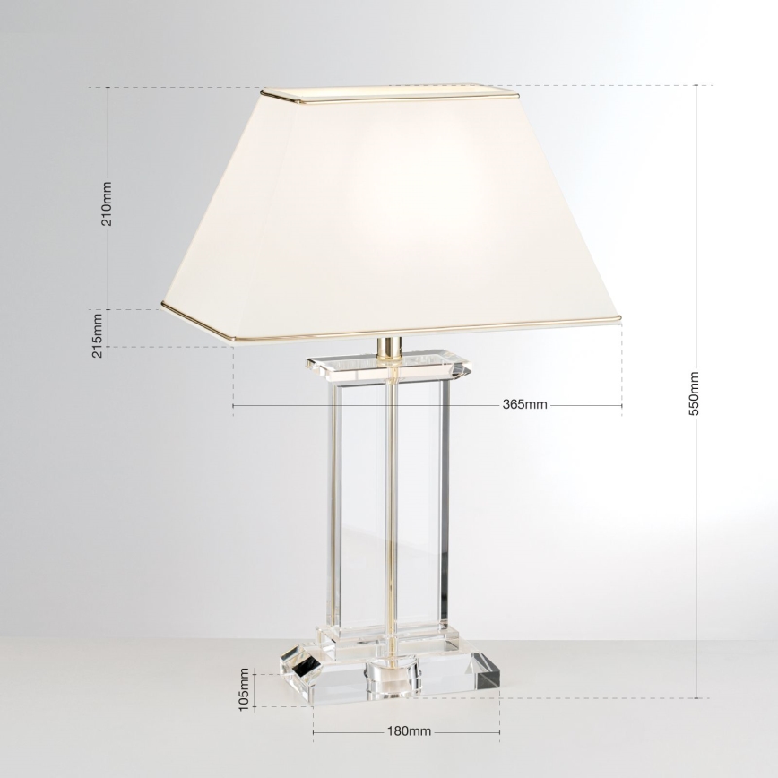 Lampada da tavolo di cristallo VERONIQUE 1xE27/60W/230V color crema/limpido