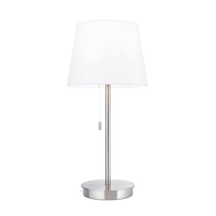 Lampada da tavolo con porta USB LUDWIG 1xE27/40W/230V 50 cm bianco/cromo opaco