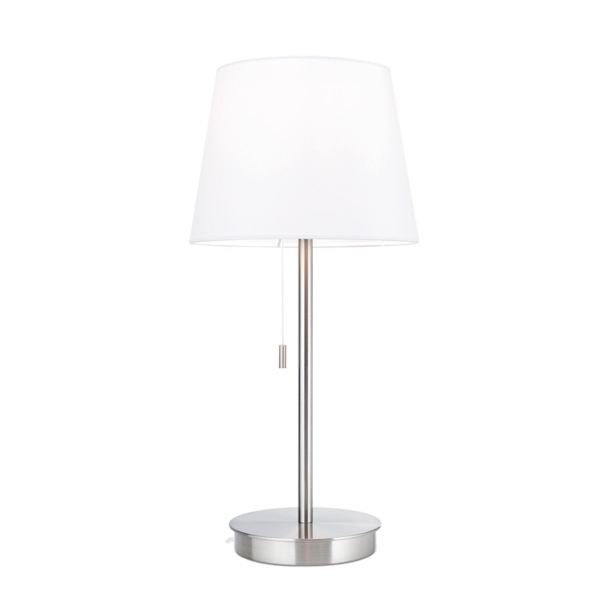 Lampada da tavolo con porta USB LUDWIG 1xE27/40W/230V 50 cm bianco/cromo opaco