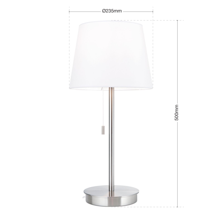 Lampada da tavolo con porta USB LUDWIG 1xE27/40W/230V 50 cm bianco/cromo opaco