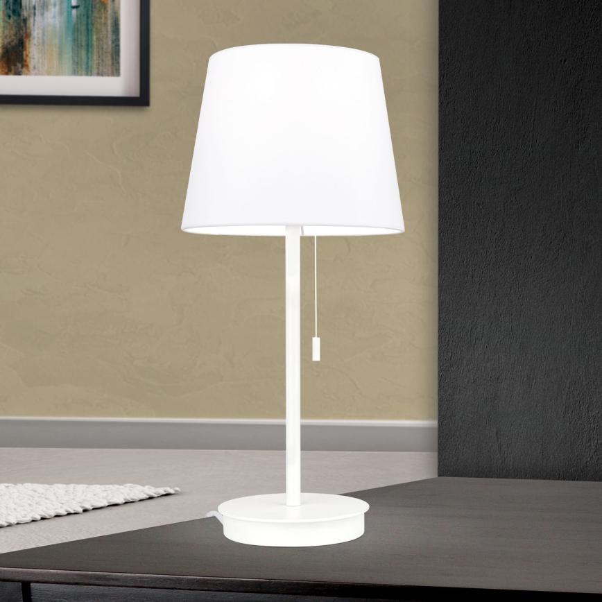 Lampada da tavolo con porta USB LUDWIG 1xE27/40W/230V 50 cm bianco