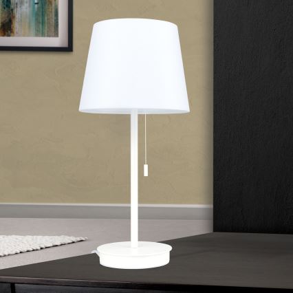Lampada da tavolo con porta USB LUDWIG 1xE27/40W/230V 50 cm bianco