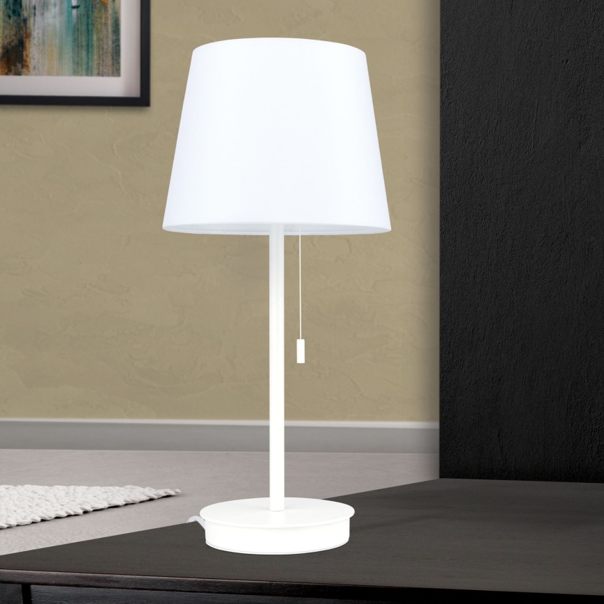 Lampada da tavolo con porta USB LUDWIG 1xE27/40W/230V 50 cm bianco