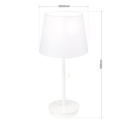 Lampada da tavolo con porta USB LUDWIG 1xE27/40W/230V 50 cm bianco