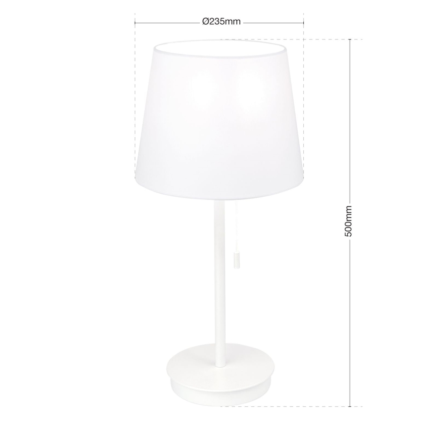 Lampada da tavolo con porta USB LUDWIG 1xE27/40W/230V 50 cm bianco