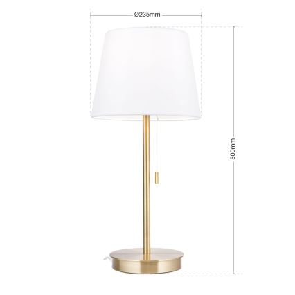 Lampada da tavolo con porta USB LUDWIG 1xE27/40W/230V 50 cm bianco/oro