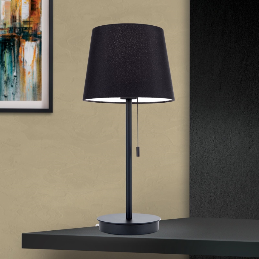 Lampada da tavolo con porta USB LUDWIG 1xE27/40W/230V 50 cm nero
