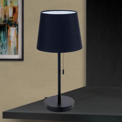 Lampada da tavolo con porta USB LUDWIG 1xE27/40W/230V 50 cm nero