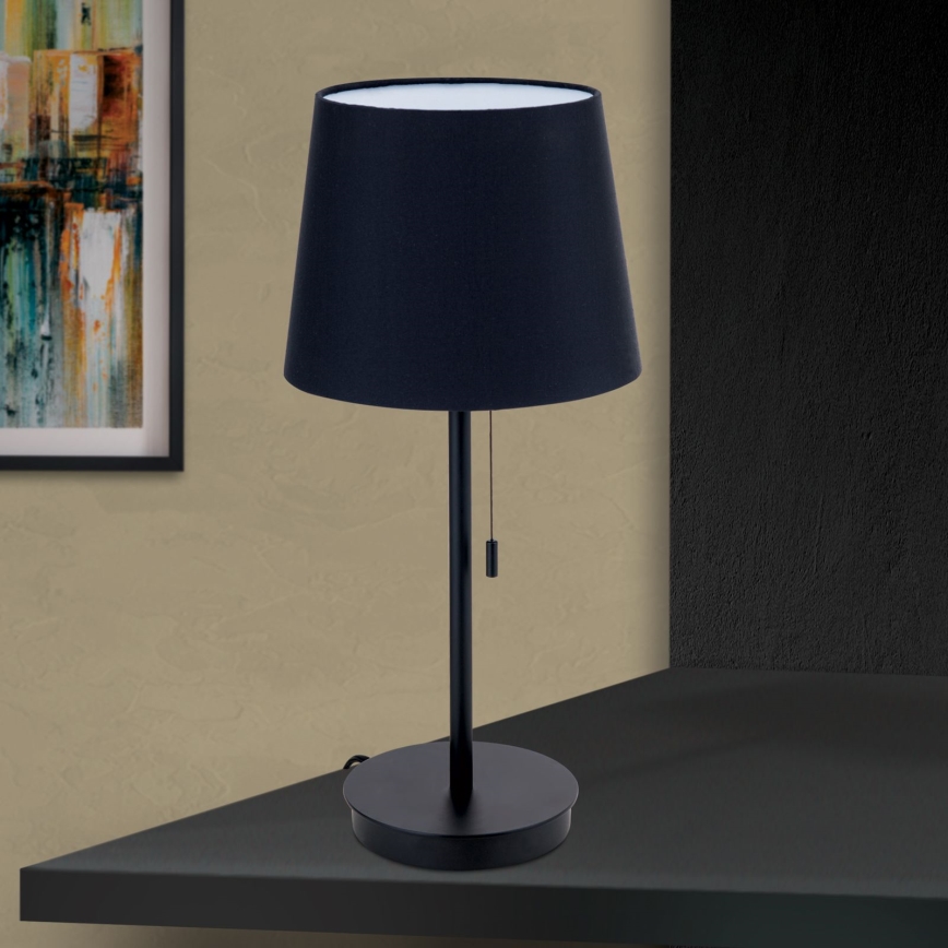 Lampada da tavolo con porta USB LUDWIG 1xE27/40W/230V 50 cm nero
