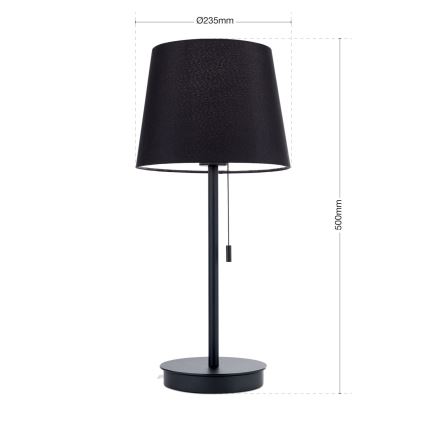 Lampada da tavolo con porta USB LUDWIG 1xE27/40W/230V 50 cm nero