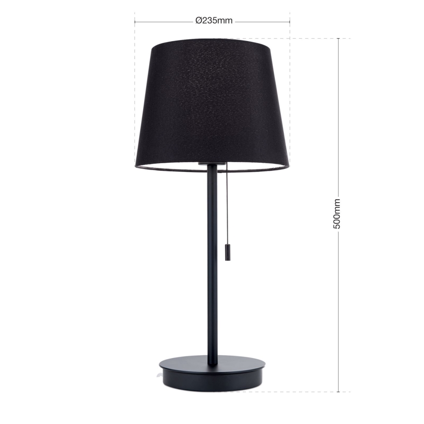 Lampada da tavolo con porta USB LUDWIG 1xE27/40W/230V 50 cm nero