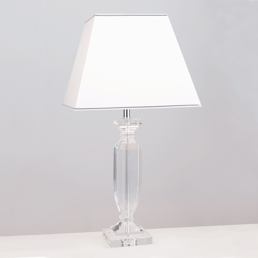 Lampada da tavolo di cristallo POKAL 1xE27/60W/230V bianco/limpido