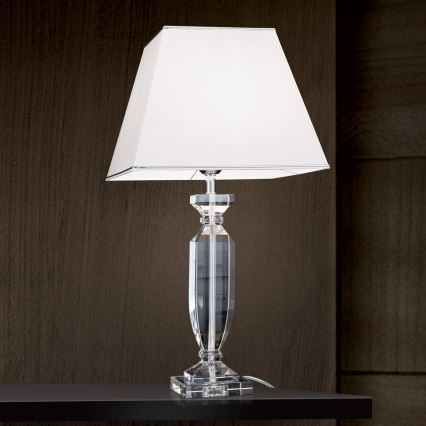 Lampada da tavolo di cristallo POKAL 1xE27/60W/230V bianco/limpido