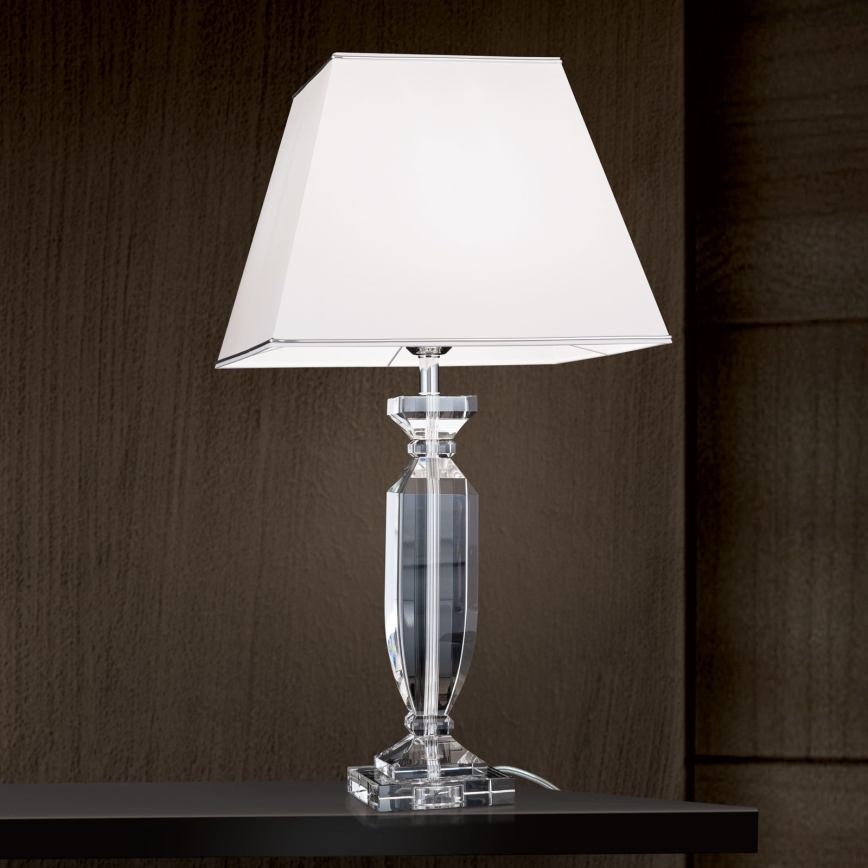 Lampada da tavolo di cristallo POKAL 1xE27/60W/230V bianco/limpido
