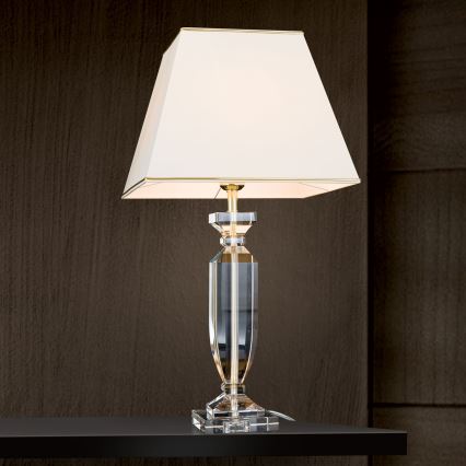 Lampada da tavolo di cristallo POKAL 1xE27/60W/230V color crema/limpido