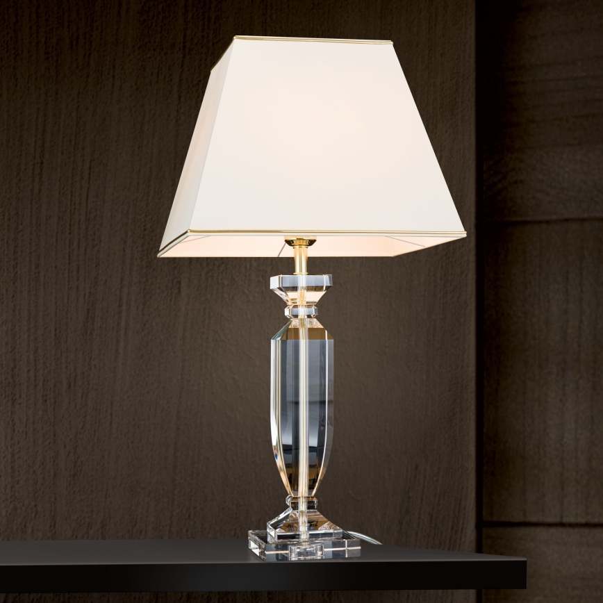 Lampada da tavolo di cristallo POKAL 1xE27/60W/230V color crema/limpido