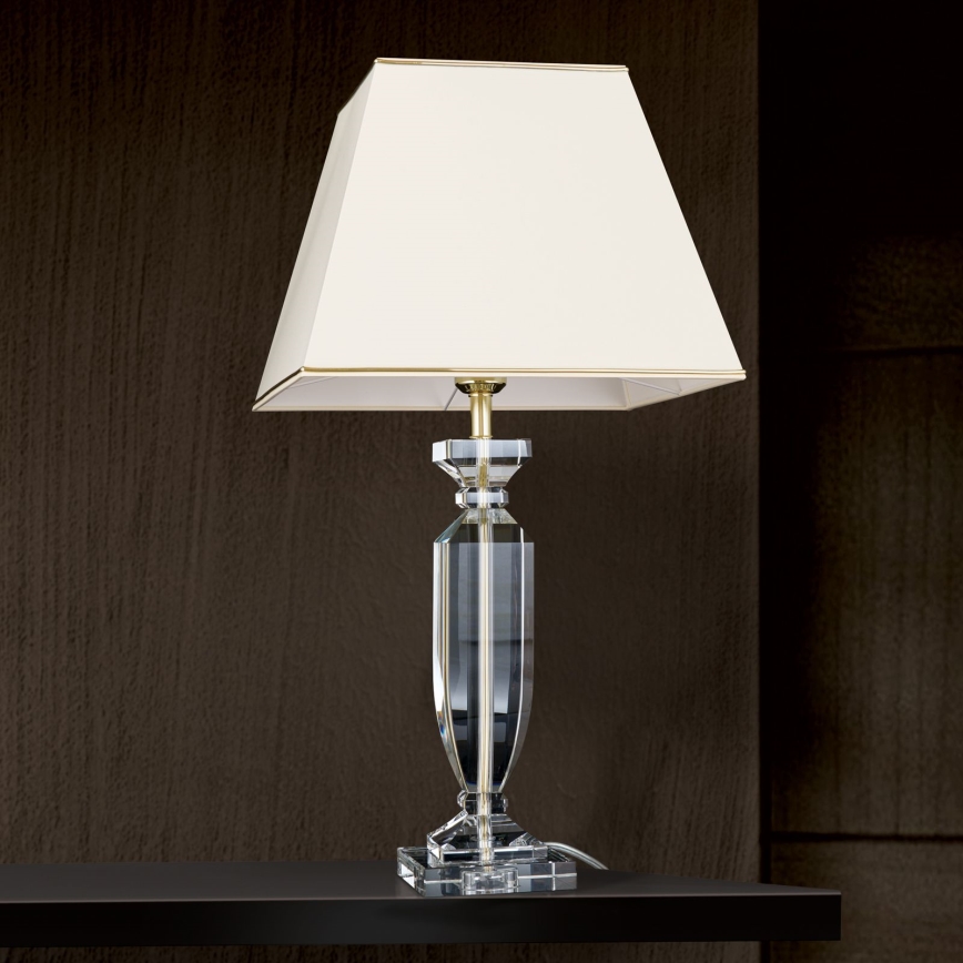 Lampada da tavolo di cristallo POKAL 1xE27/60W/230V color crema/limpido