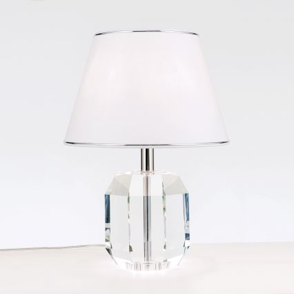 Lampada da tavolo di cristallo ALEXIS 1xE27/60W/230V bianco/cromo lucido/limpido