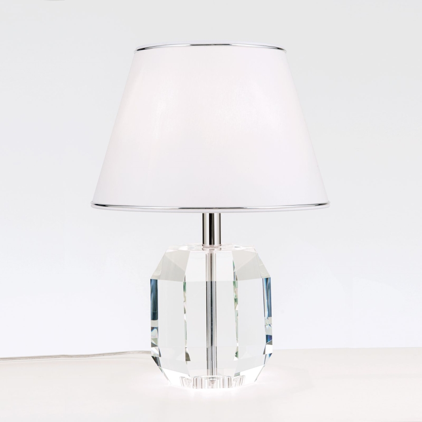 Lampada da tavolo di cristallo ALEXIS 1xE27/60W/230V bianco/cromo lucido/limpido