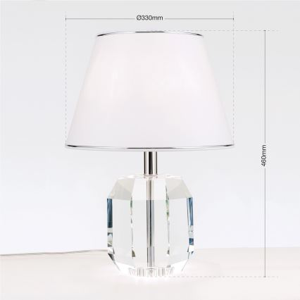 Lampada da tavolo di cristallo ALEXIS 1xE27/60W/230V bianco/cromo lucido/limpido