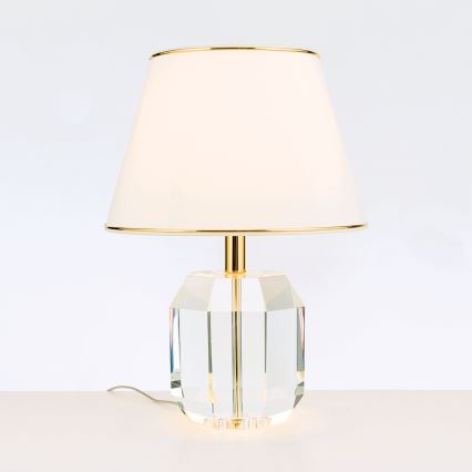 Lampada da tavolo di cristallo ALEXIS 1xE27/60W/230V color crema/oro/limpido