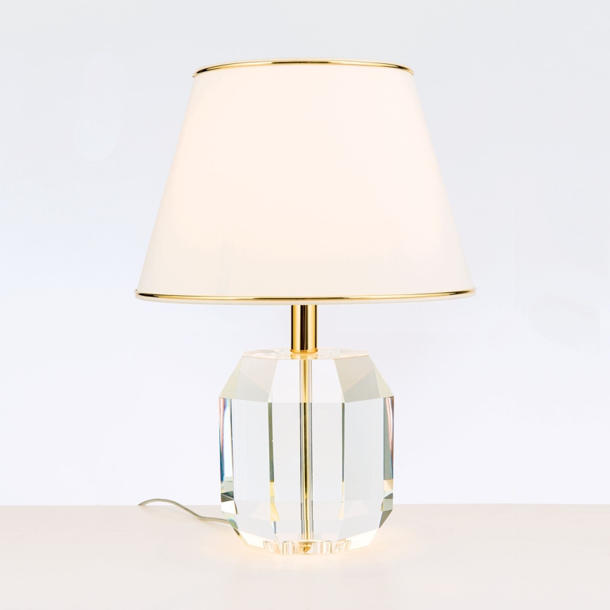 Lampada da tavolo di cristallo ALEXIS 1xE27/60W/230V color crema/oro/limpido