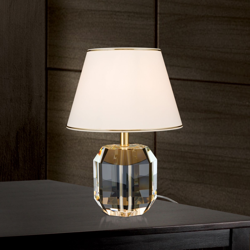 Lampada da tavolo di cristallo ALEXIS 1xE27/60W/230V color crema/oro/limpido