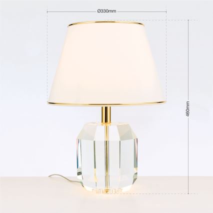 Lampada da tavolo di cristallo ALEXIS 1xE27/60W/230V color crema/oro/limpido