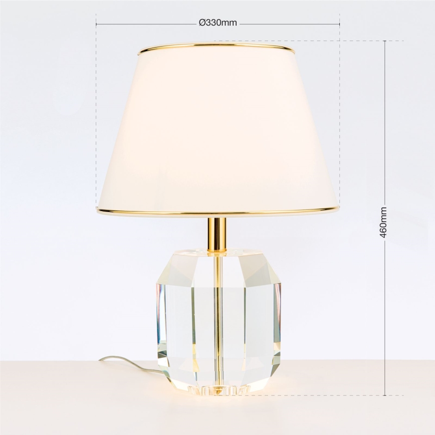 Lampada da tavolo di cristallo ALEXIS 1xE27/60W/230V color crema/oro/limpido
