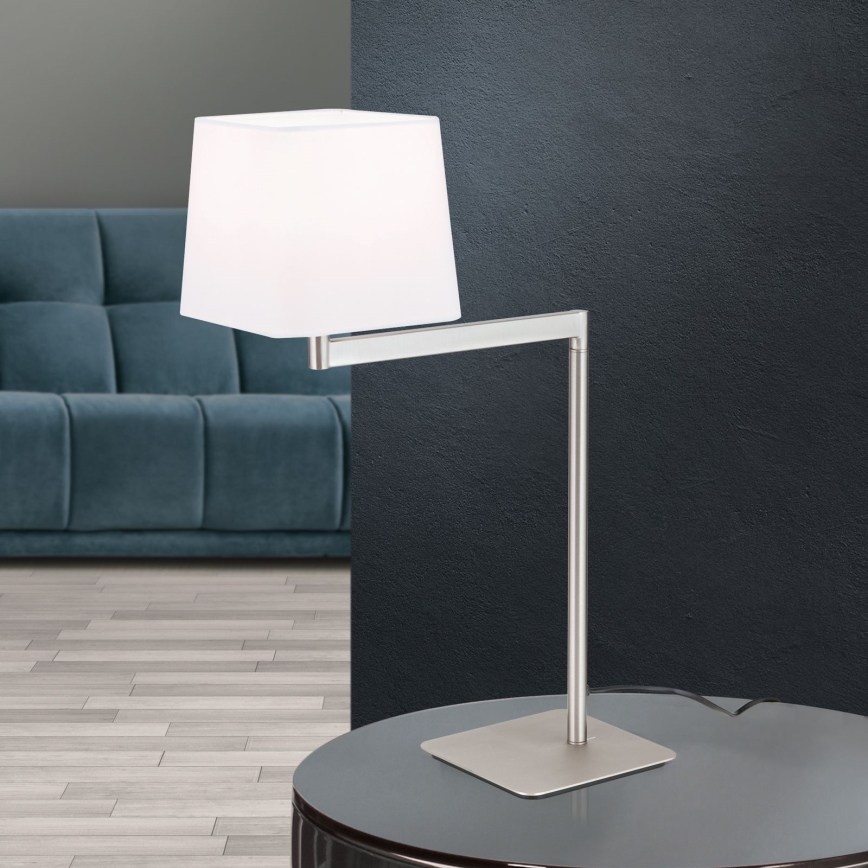Lampada da tavolo CARLTON 1xE27/40W/230V bianco/cromo opaco