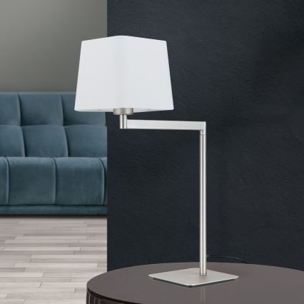 Lampada da tavolo CARLTON 1xE27/40W/230V bianco/cromo opaco