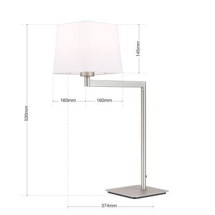 Lampada da tavolo CARLTON 1xE27/40W/230V bianco/cromo opaco