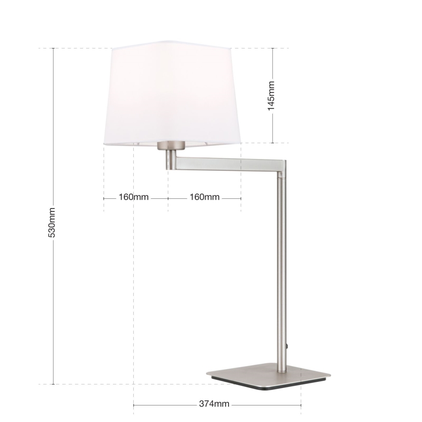 Lampada da tavolo CARLTON 1xE27/40W/230V bianco/cromo opaco