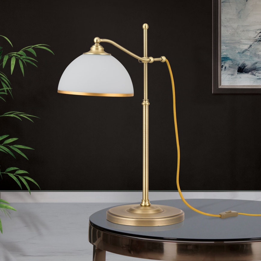 Lampada da tavolo OLD LAMP 1xE27/40W/230V 65 cm bianco/ottone