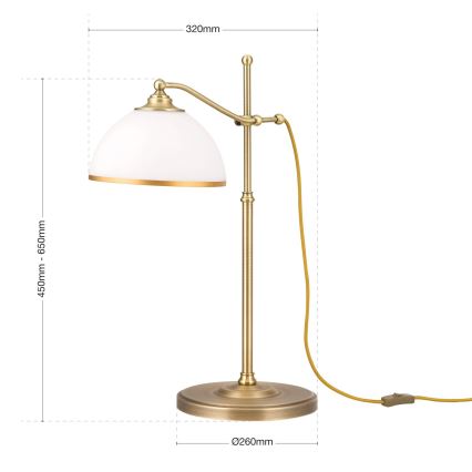 Lampada da tavolo OLD LAMP 1xE27/40W/230V 65 cm bianco/ottone