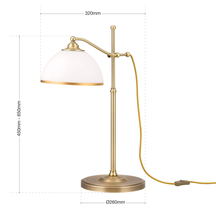 Lampada da tavolo OLD LAMP 1xE27/40W/230V 65 cm bianco/ottone
