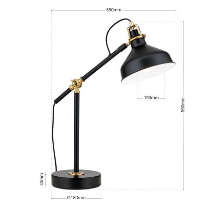 Lampada da tavolo SCHILLER 1xE27/40W/230V nero/bronzo