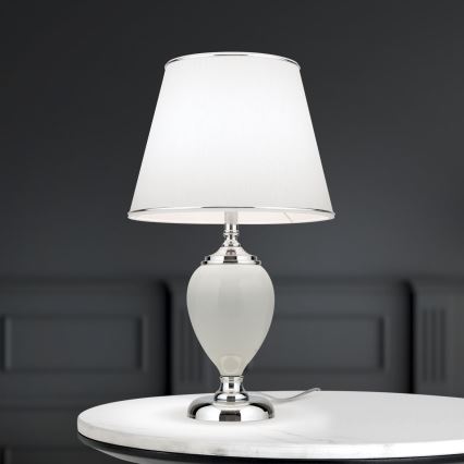 Lampada da tavolo OVUM 1xE27/40W/230V 48 cm ceramiche bianco/cromo lucido