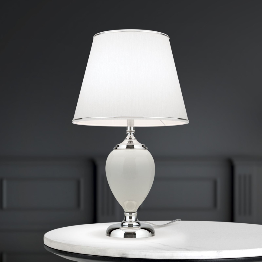 Lampada da tavolo OVUM 1xE27/40W/230V 48 cm ceramiche bianco/cromo lucido