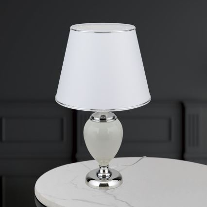 Lampada da tavolo OVUM 1xE27/40W/230V 48 cm ceramiche bianco/cromo lucido