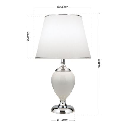 Lampada da tavolo OVUM 1xE27/40W/230V 48 cm ceramiche bianco/cromo lucido