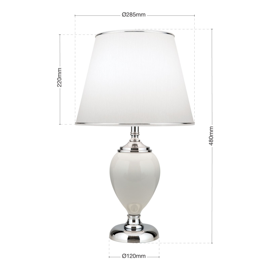 Lampada da tavolo OVUM 1xE27/40W/230V 48 cm ceramiche bianco/cromo lucido