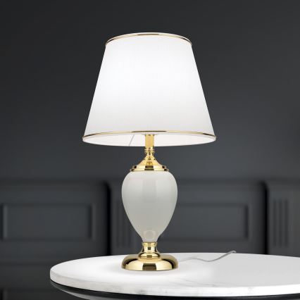 Lampada da tavolo OVUM 1xE27/40W/230V 48 cm ceramiche bianco/oro