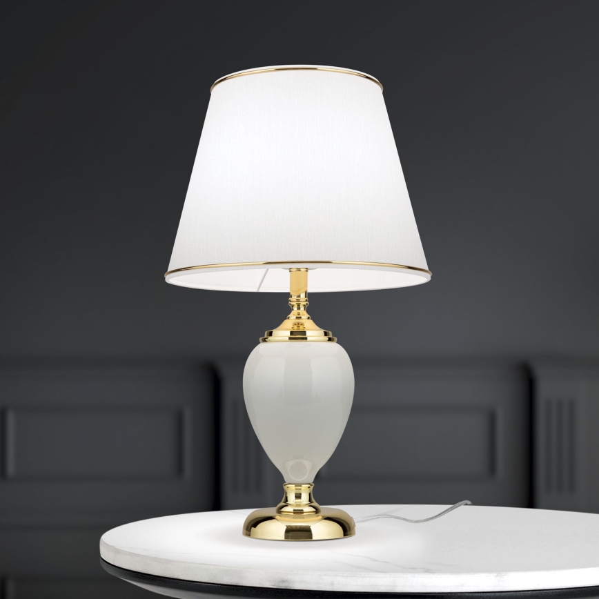 Lampada da tavolo OVUM 1xE27/40W/230V 48 cm ceramiche bianco/oro