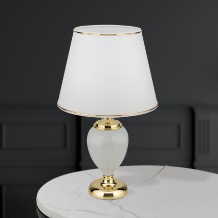 Lampada da tavolo OVUM 1xE27/40W/230V 48 cm ceramiche bianco/oro