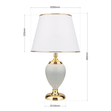 Lampada da tavolo OVUM 1xE27/40W/230V 48 cm ceramiche bianco/oro